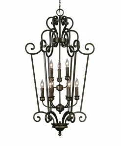 Golden Lighting American Farmhouse Heartwood 2 Tier - 9 Light Caged Foyer