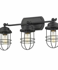 Golden Lighting Seaport 3 Light Bath Vanity American Farmhouse