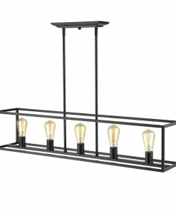 Golden Lighting Wesson 5 Light Linear Pendant American Farmhouse