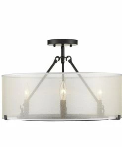 Golden Lighting Alyssa 3 Light Semi-Flush - Long Rod Only Transitional Looks