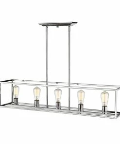 Golden Lighting Wesson 5 Light Linear Pendant American Farmhouse