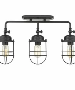 Golden Lighting Seaport 3 Light Linear Semi-Flush - Track American Farmhouse