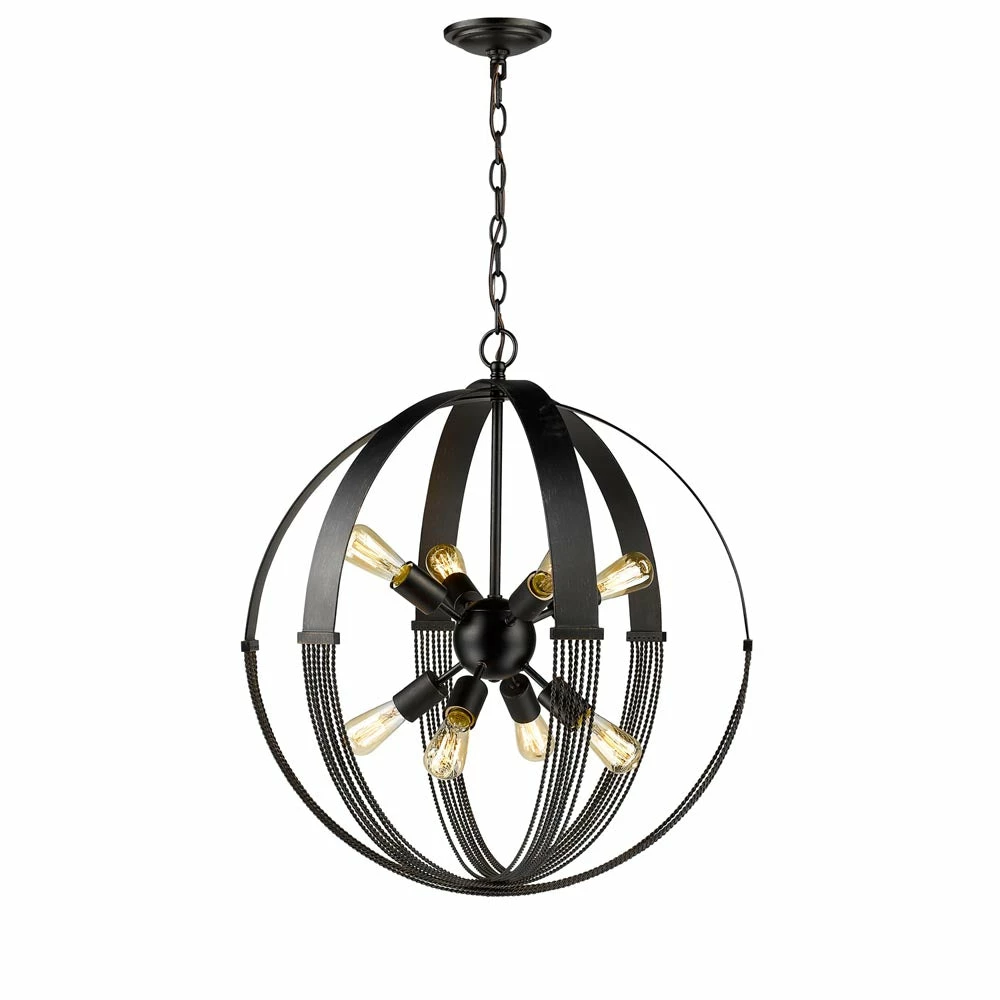 Hot Sale โค๏ธ Golden Lighting American Farmhouse Carter 8 Light Pendant - Closeout ๐ 4 Golden Lighting American Farmhouse Carter 8 Light Pendant - Closeout