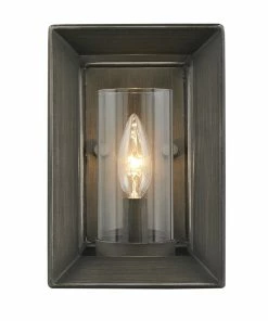Golden Lighting Smyth 1 Light Wall Sconce (Gunmetal Bronze & Clear Glass) American Farmhouse