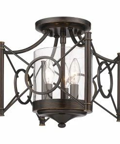 Golden Lighting American Farmhouse Quincy Semi-Flush