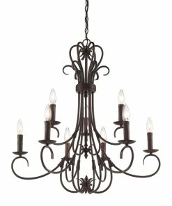Golden Lighting Homestead 2 Tier - 9 Light Candelabra Chandelier