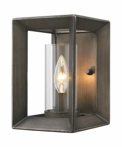 Golden Lighting Smyth 1 Light Wall Sconce (Gunmetal Bronze & Clear Glass) American Farmhouse