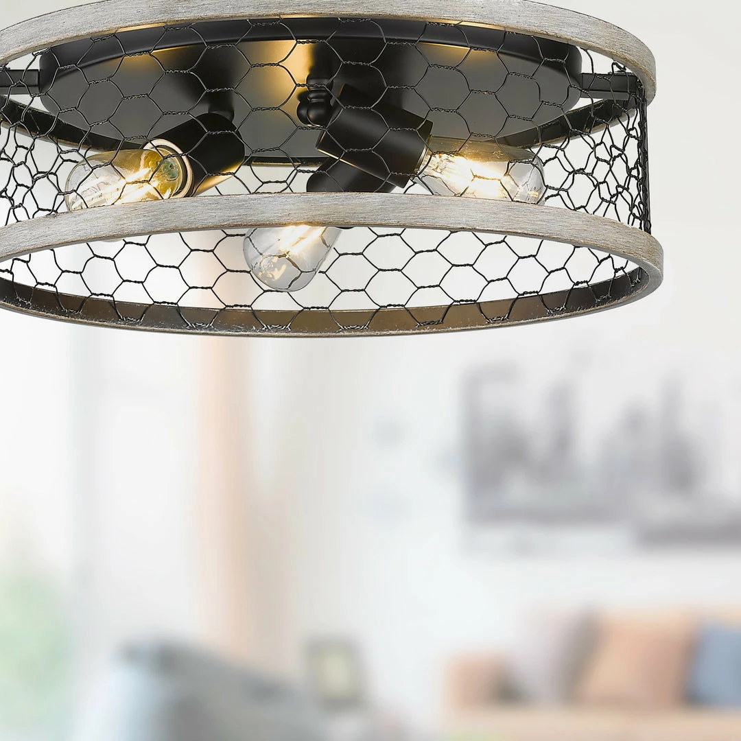 Flash Sale 🎉 Golden Lighting American Farmhouse Bailey Flush Mount - 15" 💯 6 Golden Lighting American Farmhouse Bailey Flush Mount - 15"