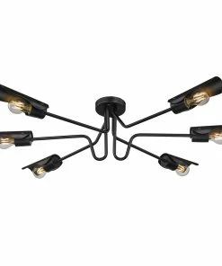 Golden Lighting Newton 6 Light Semi-Flush American Farmhouse