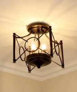 Budget ⭐ Golden Lighting American Farmhouse Quincy Semi-Flush ⌛ 9 Golden Lighting American Farmhouse Quincy Semi-Flush