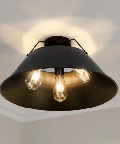 Golden Lighting Orwell 3 Light Flush Mount American Farmhouse