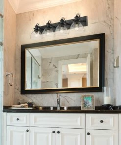 Golden Lighting American Farmhouse Hines 4 Light Bath Vanity