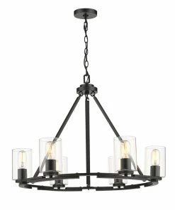 Golden Lighting American Farmhouse Monroe 6 Light Chandelier