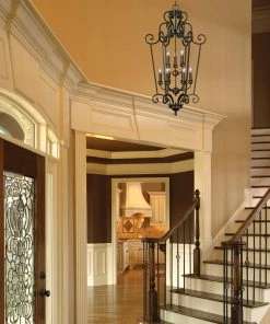 Golden Lighting American Farmhouse Heartwood 2 Tier - 9 Light Caged Foyer