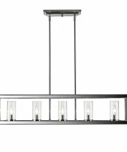 Golden Lighting Smyth 5 Light Linear Pendant (Chrome & Clear Glass)