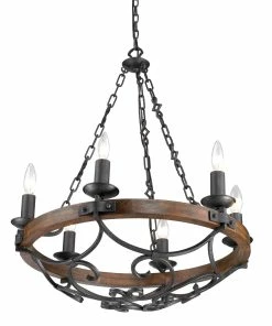 Golden Lighting American Farmhouse Madera 6 Light Chandelier