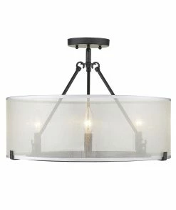 Golden Lighting Alyssa 3 Light Semi-Flush - Long Rod Only Transitional Looks
