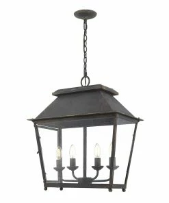 Golden Lighting Abingdon 4 Light Pendant Lantern American Farmhouse