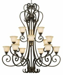 Golden Lighting American Farmhouse Heartwood 3 Tier - 15 Light Chandelier