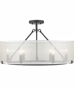 Golden Lighting Alyssa 6 Light Semi-Flush - Long Rod Only Transitional Looks