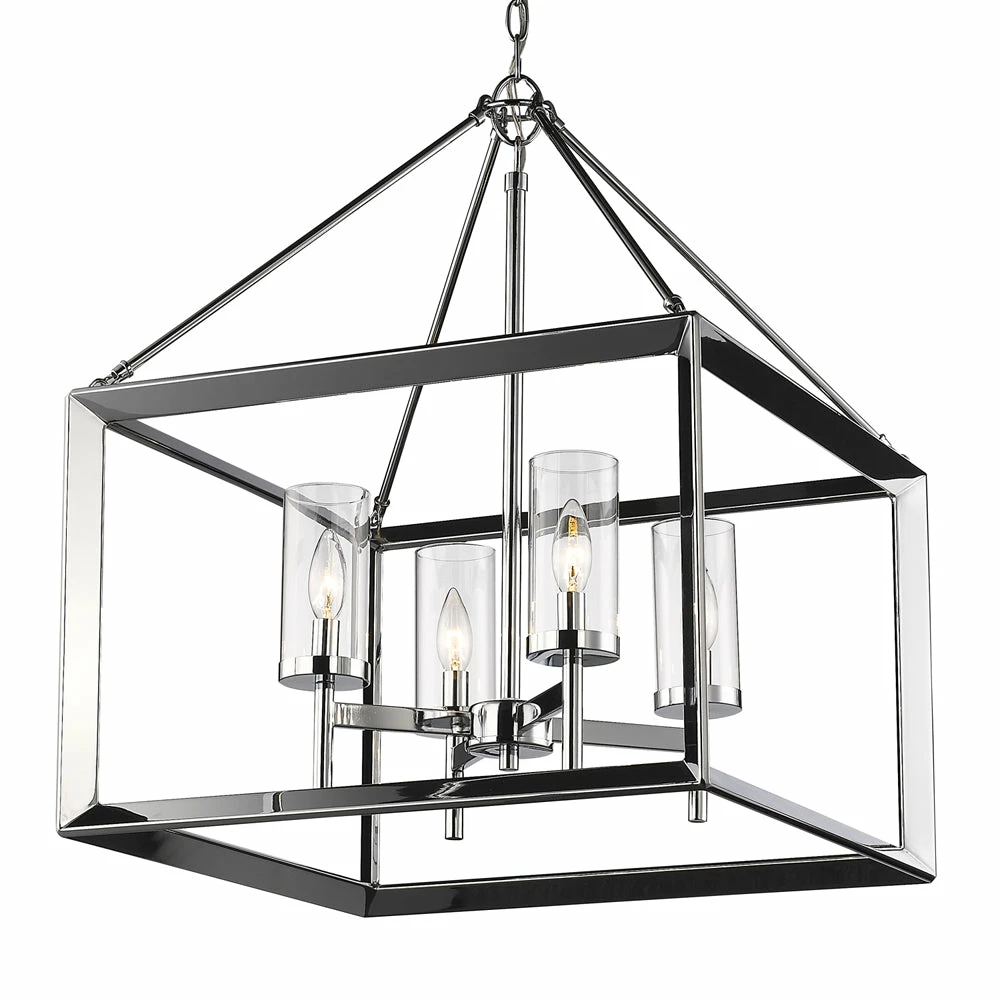 Brand new 🔥 Golden Lighting American Farmhouse Smyth 4 Light Chandelier (Chrome & Clear Glass) 💯 4 Golden Lighting American Farmhouse Smyth 4 Light Chandelier (Chrome & Clear Glass)