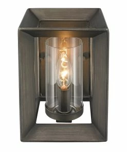 Golden Lighting Smyth 1 Light Wall Sconce (Gunmetal Bronze & Clear Glass) American Farmhouse
