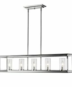 Golden Lighting Smyth 5 Light Linear Pendant (Chrome & Clear Glass)