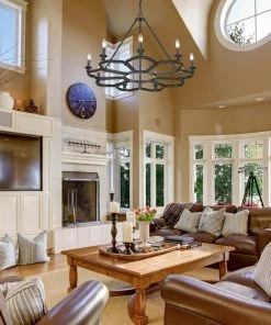 Golden Lighting American Farmhouse Saxon 9 Light Chandelier