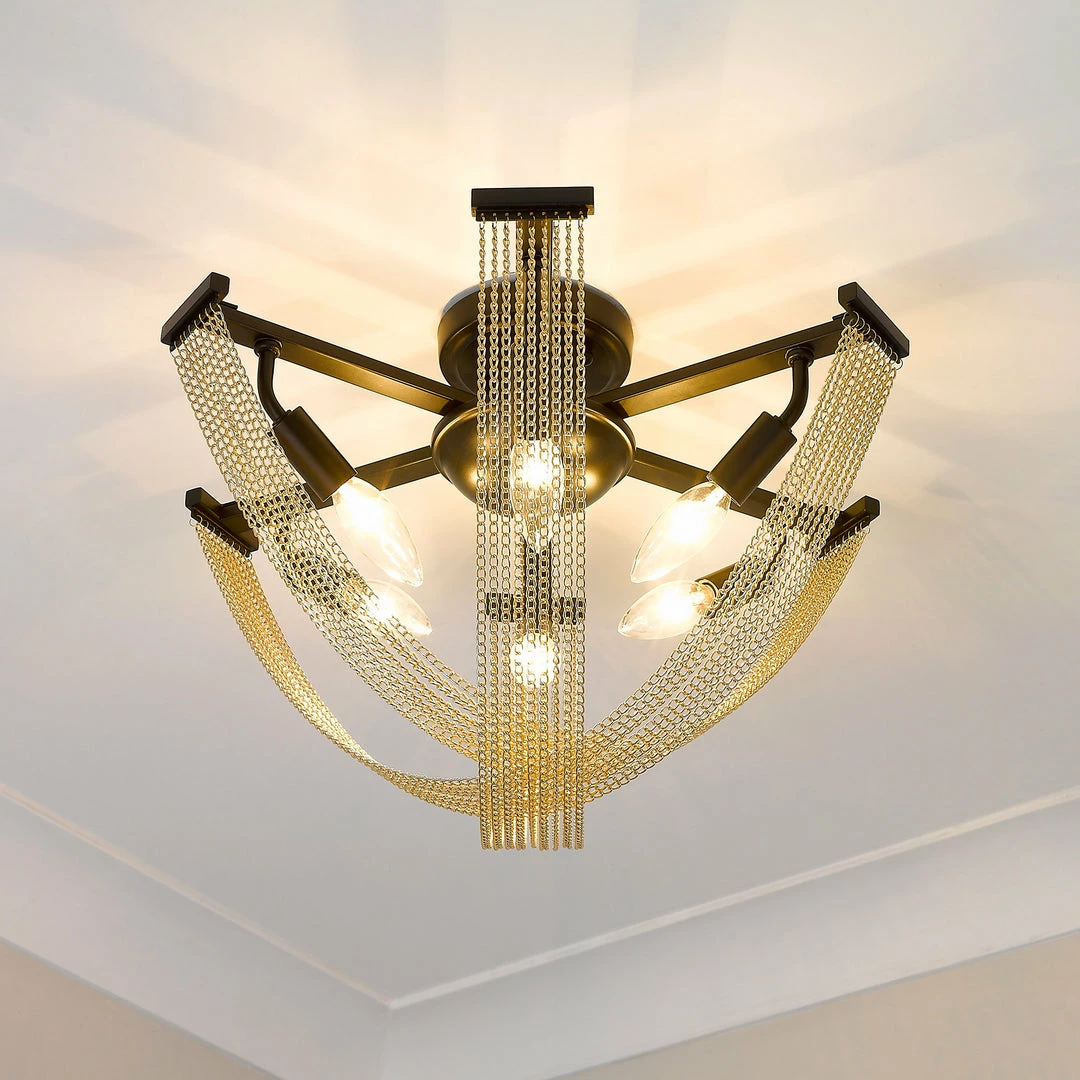 Cheapest ๐ Golden Lighting American Farmhouse Samba 6 Light Semi-Flush - Closeout ๐ 5 Golden Lighting American Farmhouse Samba 6 Light Semi-Flush - Closeout