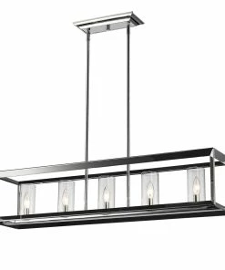 Golden Lighting Smyth 5 Light Linear Pendant (Chrome & Clear Glass)