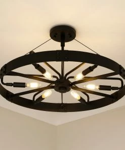 Golden Lighting Vaughn Medium Semi-Flush American Farmhouse