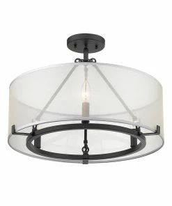 Golden Lighting Alyssa 3 Light Semi-Flush - Long Rod Only Transitional Looks