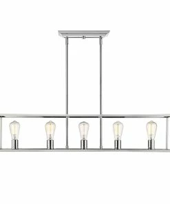 Golden Lighting Wesson 5 Light Linear Pendant American Farmhouse