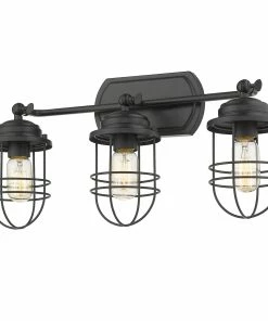Golden Lighting Seaport 3 Light Linear Semi-Flush - Track American Farmhouse