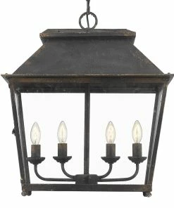 Golden Lighting Abingdon 4 Light Pendant Lantern American Farmhouse