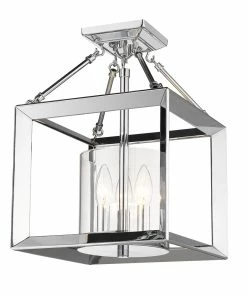 Golden Lighting Smyth Semi-Flush (Convertible) (Chrome & Clear Glass) American Farmhouse