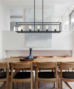 Golden Lighting Wesson 5 Light Linear Pendant American Farmhouse