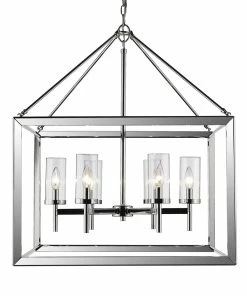 Golden Lighting American Farmhouse Smyth 6 Light Chandelier (Chrome & Clear Glass)