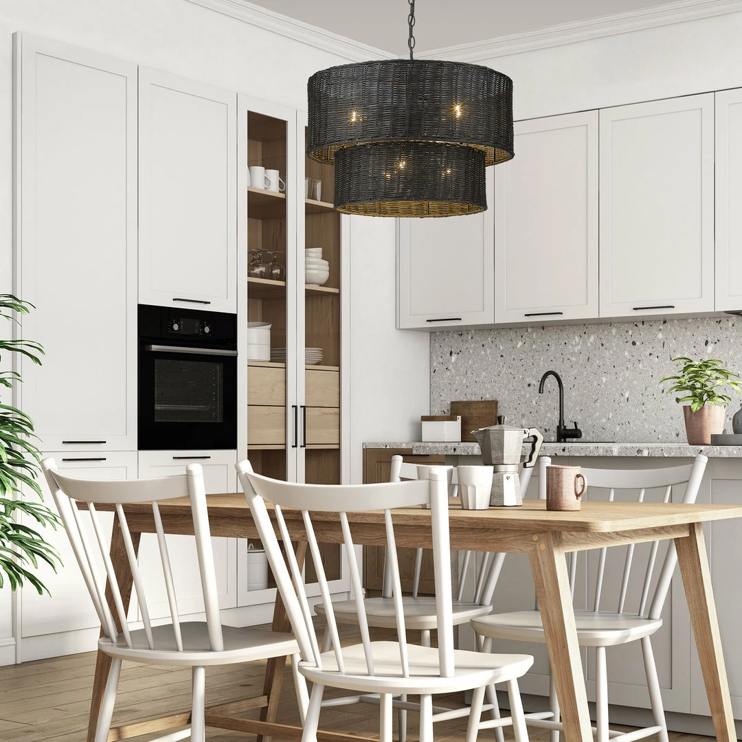 Hot Sale 🎉 Golden Lighting Erma 6 Light Chandelier American Farmhouse ⭐ 8 Golden Lighting Erma 6 Light Chandelier American Farmhouse