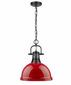 Golden Lighting American Farmhouse Duncan 1 Light Pendant With Chain