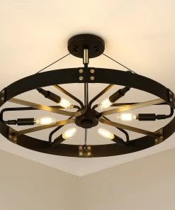 Golden Lighting Vaughn Medium Semi-Flush American Farmhouse