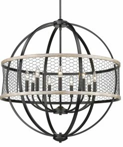 Golden Lighting American Farmhouse Roost 9 Light Chandelier