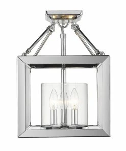 Golden Lighting Smyth Semi-Flush (Convertible) (Chrome & Clear Glass) American Farmhouse