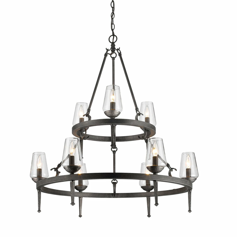 Discount ๐งจ Golden Lighting Marcellis 2 Tier - 9 Light Chandelier American Farmhouse ๐ 4 Golden Lighting Marcellis 2 Tier - 9 Light Chandelier American Farmhouse