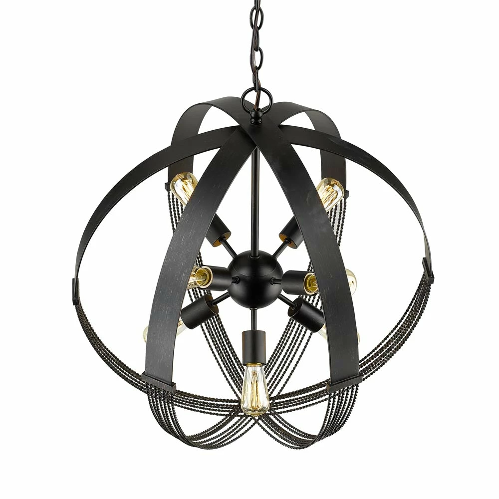 Hot Sale โค๏ธ Golden Lighting American Farmhouse Carter 8 Light Pendant - Closeout ๐ 6 Golden Lighting American Farmhouse Carter 8 Light Pendant - Closeout