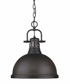 Golden Lighting American Farmhouse Duncan 1 Light Pendant With Chain
