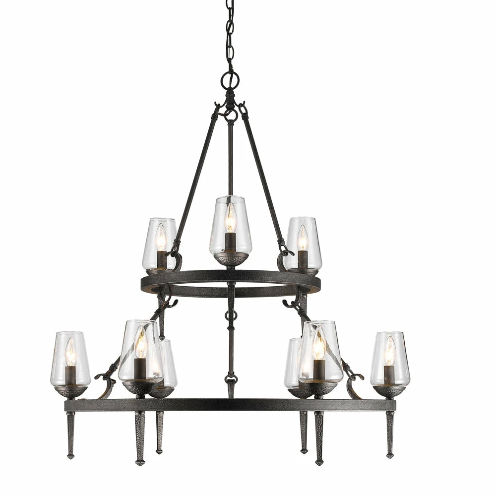 Discount ๐งจ Golden Lighting Marcellis 2 Tier - 9 Light Chandelier American Farmhouse ๐ 3 Golden Lighting Marcellis 2 Tier - 9 Light Chandelier American Farmhouse