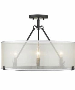 Golden Lighting Alyssa 3 Light Semi-Flush - Short And Long Rod Transitional Looks