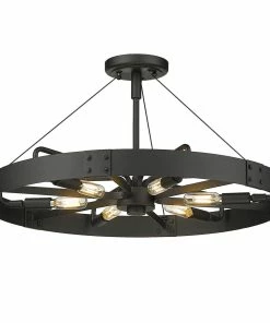 Golden Lighting Vaughn Medium Semi-Flush American Farmhouse