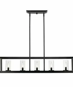 Golden Lighting Smyth 5 Light Linear Pendant American Farmhouse